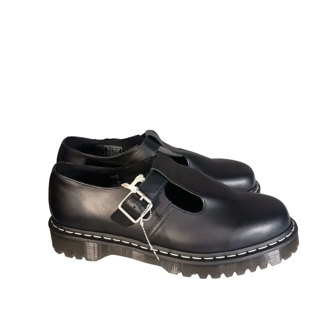 Dr. Martens Polley Bex Smooth Leather Mary Jane Shoes Black Mens 14